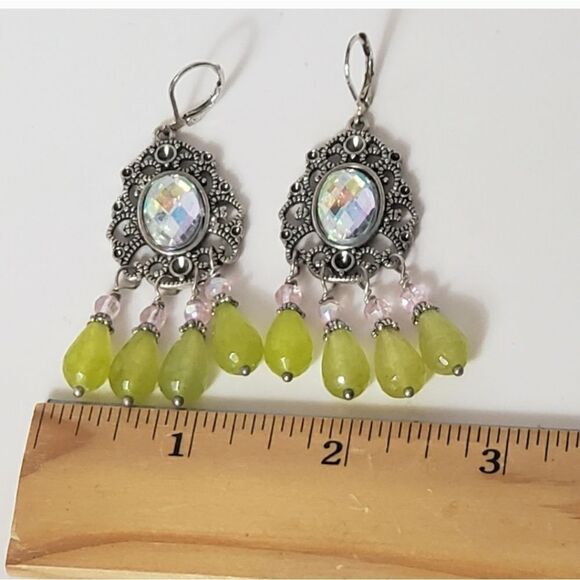 ARTISAN Dangling Chandelier Wire-Wrapped Bead Leverback Earrings - Picture 9 of 9